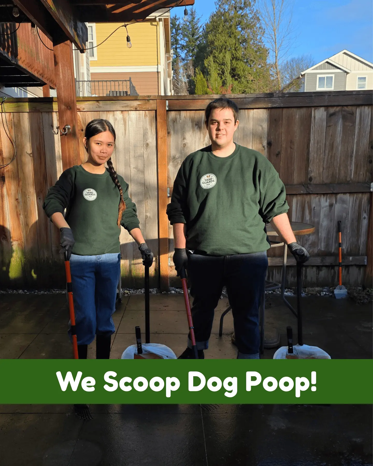 Professional dog waste removal service showing clean Portland yard
